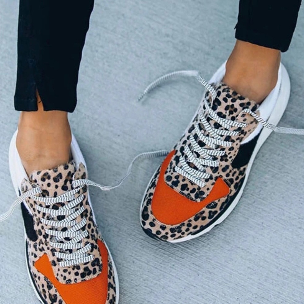 Maevys  Leopard Fashion Faux Fur Sneakers - Sz 10